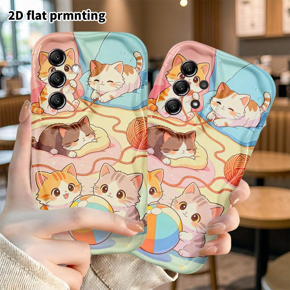 Phone Case: 2D flat Samsung Galaxy A34 A35 M05 M06 S20 S22 S21 FE Plus 5G protective case, five playful kittens, perfect Christmas and Halloween holid
