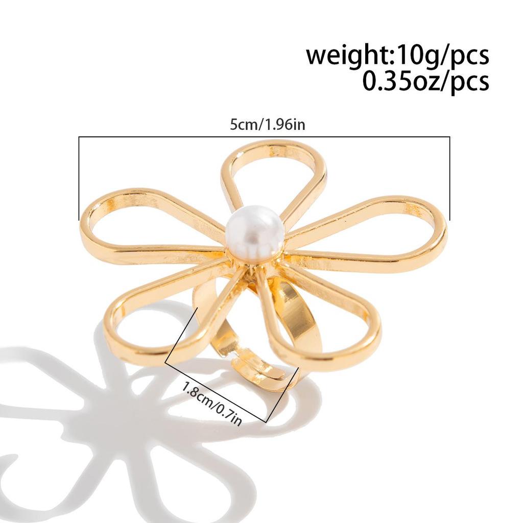 Модные многослойные изделия из нерегулярного сплава с ветровым покрытием, инкрустированные жемчугом, набор колец Dendritic, простая тенденция, высокое чувство женских украшений