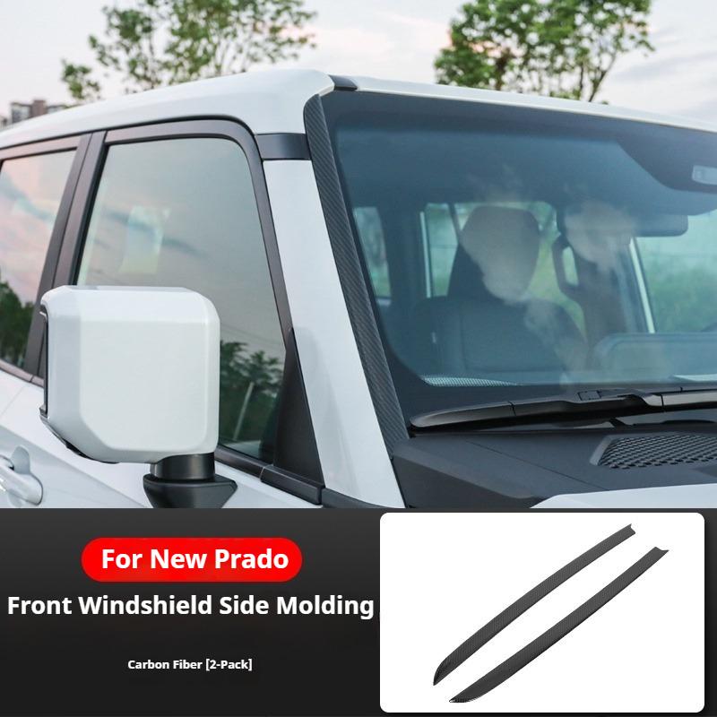 For Toyota Land Cruiser Prado 250 LC250 2024 Car Front Windshield Side Decoration Sticker with Carbon Fiber Pattern Accessories