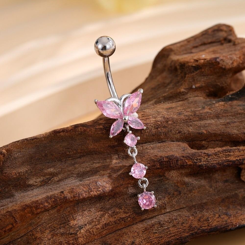 Rhinestone Zircon Navel Ring Butterfly Belly Button Ring Body Piercing Jewelry Party Decoration