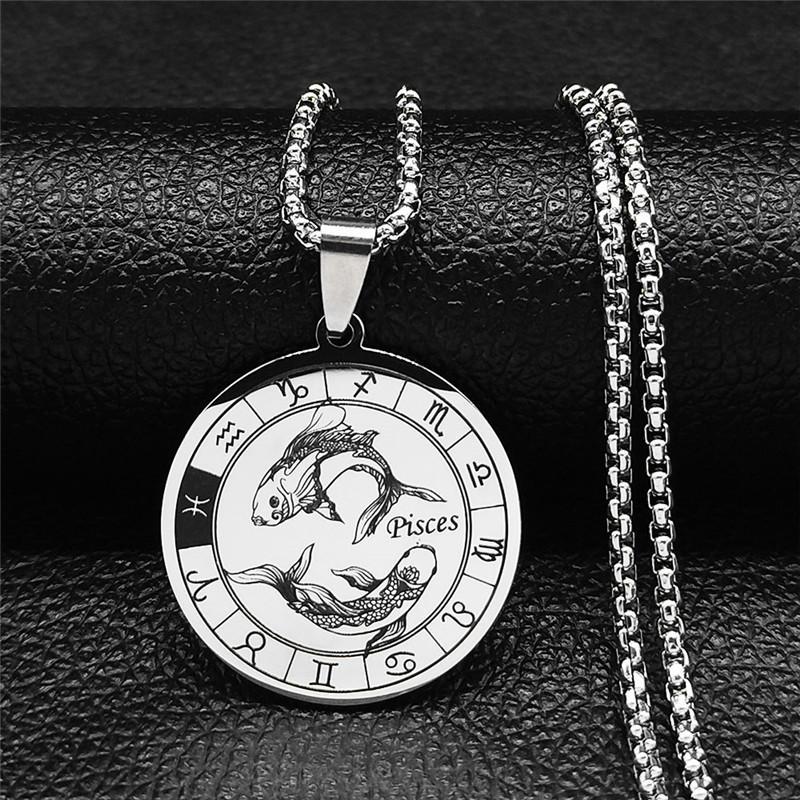 12 созвездий из нержавеющей стали цепочка скорпион ожерелье для женщин/мужчин серебряное ожерелье ювелирные изделия MIT