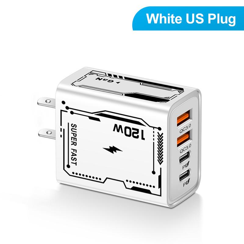 Быстрое зарядное устройство 120 Вт Type-C USB PD Quick Charge 3.0 Адаптер US EU для iPhone 15 14 Samsung Xiaomi Huawei USB C Зарядка телефона от сети
