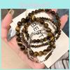 Sophisticated Geometric Design Tiger Eye Bracelet With Silver Beads For Summer 2024 Fashion