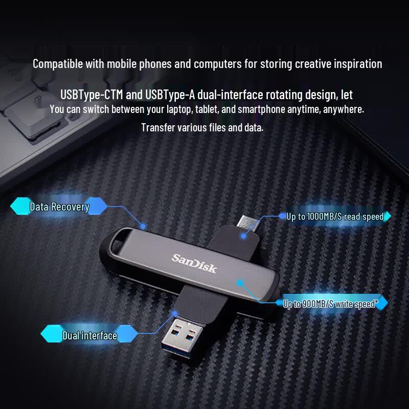 SanDisk DDE1 2TB Dual Interface USB-C 3.2 SSD Portable Drive