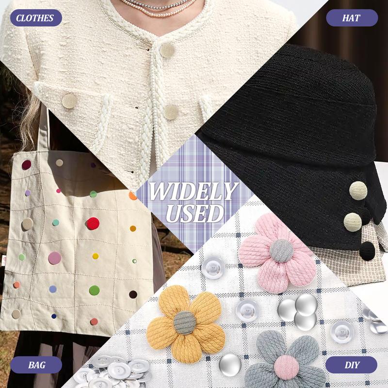 100/120Pcs Cover Button Kit with Tool 6 Size DIY Fabric Cloth Cover Button with Fabric Cutting Template for DIY Covered Buttons