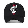 NEVER GIVE UP Print Design Unisex'S baseball cap summer outdoor Casual sports caps fashion Women Breathable mesh cool Snapback hat