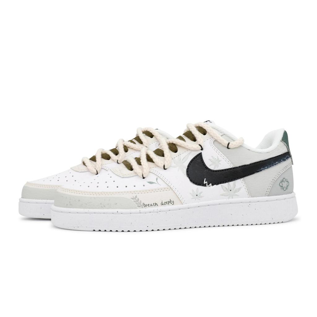 Nike Court Vision 1 Maple Leaf Fluttering Lightly Slip Resistant Abrasion Resistant Low top Skateboard Shoes Men's Ecru DH2987-101(Team459--)