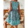 Women's Fashion Summer Spring Flower Pattern Print Sleeveless V-Neck High Waist Casual Dresses