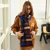 Autumn and Winter New Colorful Grid Retro Contrasting Color Wool Knitted Scarf Soft Skin-friendly Warm Scarf