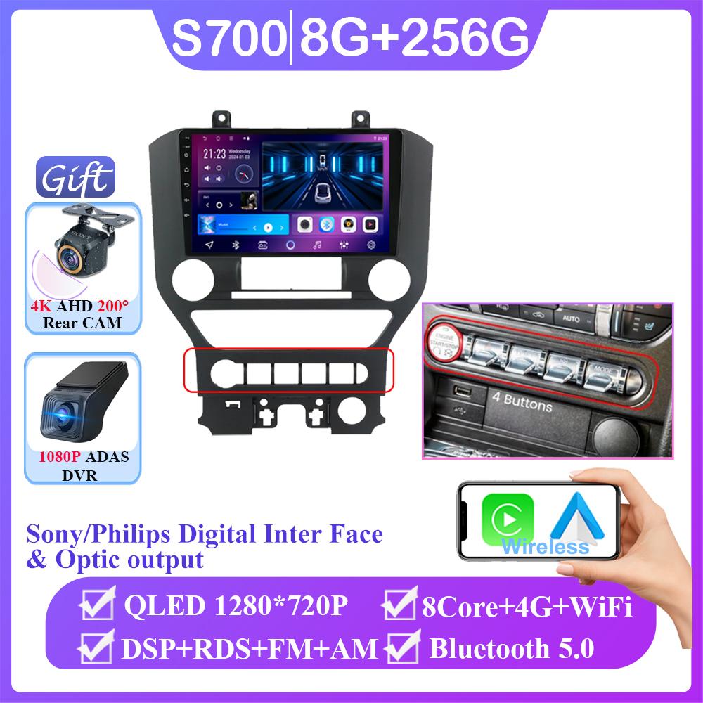 Android 14 Carplay Car Radio для Ford Mustang S550 2014 2015 – 2021 Навигация GPS Мультимедийный проигрыватель стерео WiF+4G 360 Камера BT