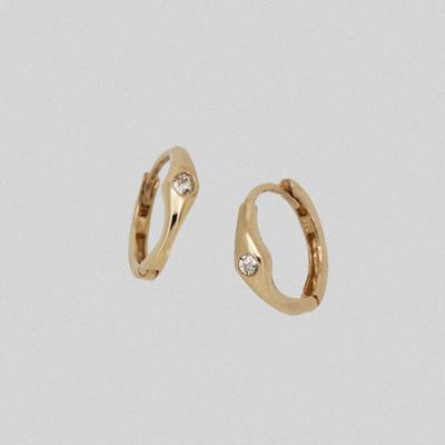 Youngglow 14k средняя кубическая точка серьга-кольцо на одно касание