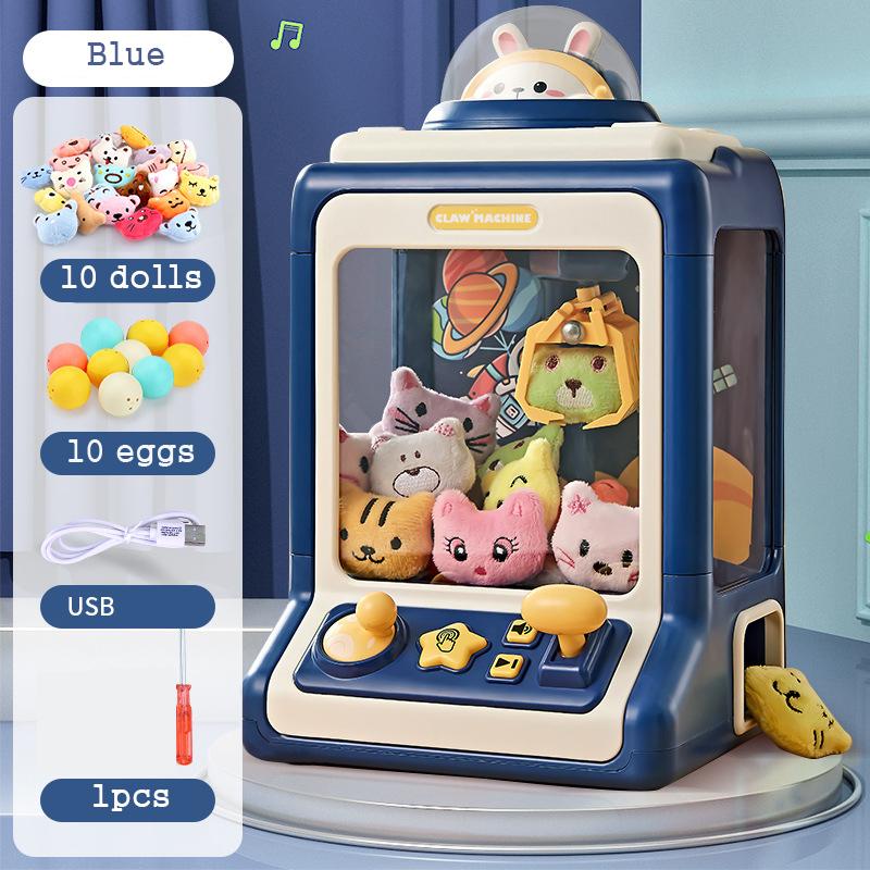 Automatic Doll Machine Toy For Kids Mini Cute Cartoon Coin Operated Play Game Claw Crane Machines With Light Music Children Toys