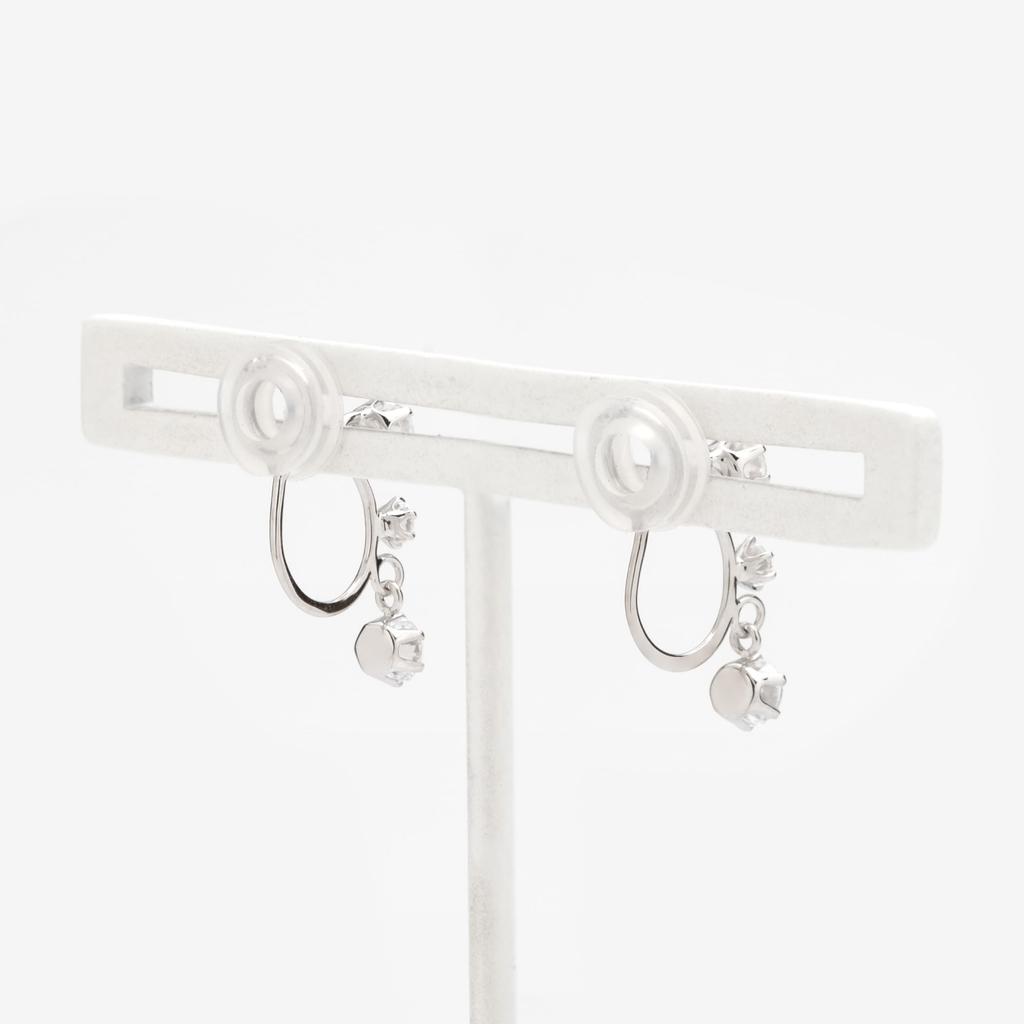 ESTELLE [Official] Women's Earrings, 10K White Gold, Cubic Zirconia, 0282-0145-0019-0000