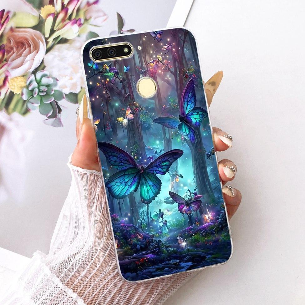 For Huawei Y6 Prime 2018 Case Transparent Cute Fashion Butterfly Funny Painted Casing For Huawei Y6Prime 2018 ATU-L31 ATU-L42