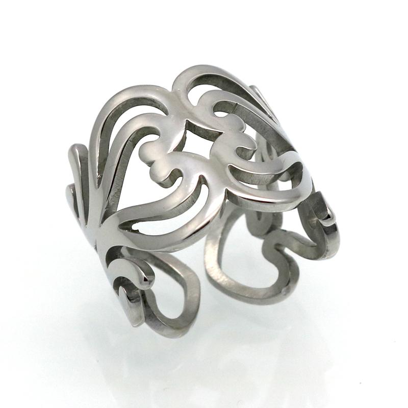 Stainless Steel Gold Color Hollow Heart Ring Anniversary Promise Ring For Women Fashion Jewelry Gift