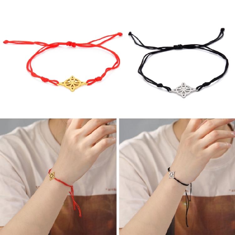 Браслет-подвеска «Узел ведьмы» из титановой стали для женщин и мужчин, браслет на веревке из нефрита