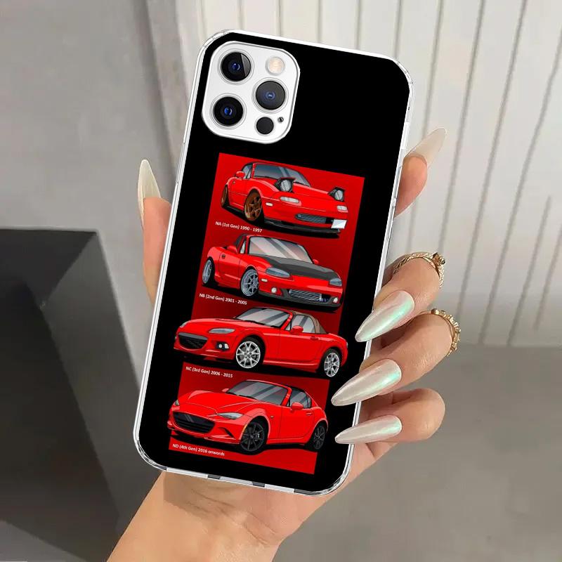 JDM Машина MX5 Милый Чехол для Телефона для Iphone 17 Air 16 15 Plus 14 13 Mini 12 11 Pro Max 16E 7 8 SE 2020 Мягкий Чехол Печатный Корпус 17 Air