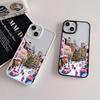 Новогодний милый зимний снежный чехол для iPhone 17 16 15 14 13 12 11 Pro Max Пейзаж Ударопрочный Жесткий Прозрачный Чехол для Телефона