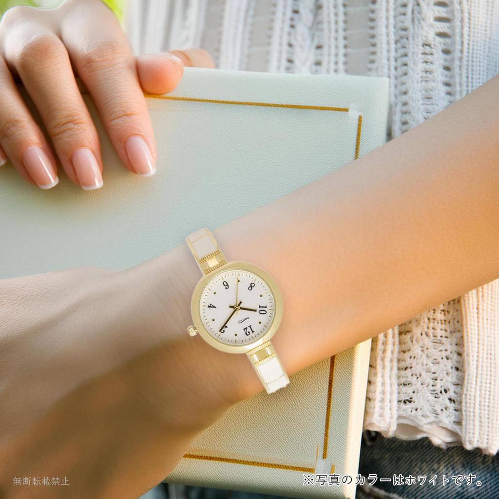 Fieldwork Analog Watch with Metal Strap and Epocolor Cattery Women's Bangle, White, YM123-1