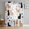 Cute Cat Pattern Sheer Curtains For Living Room Kids Bedroom Tulle Curtains Kitchen Window Treatment Drapes