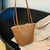 Large Capacity Straw Bucket Bag Solid Color Shoulder Bag Fashion Summer Beach Tote  Girls