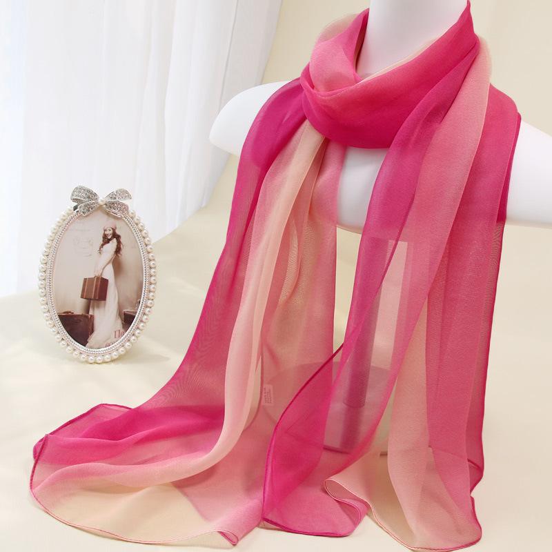 Spring Style Cicada Wings Long Silk Scarf for Women Spring and Autumn Thin Style Fashionable and Versatile Georgette Multi-color Printed Long Scarf