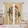 2pcs,2D Plane Printing Print Curtains Vibrant Santa Claus Head Polyester Woven (without Rod) All Seasons Ldeal for Various Room