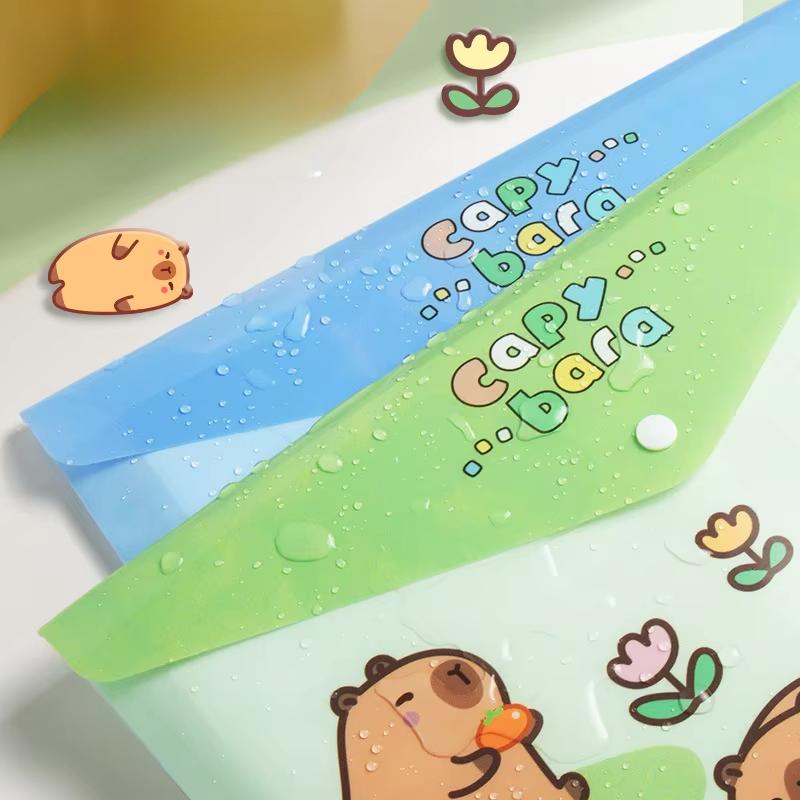 5PCS/Set Large Capacity A4 File Folder Test Paper Storage Waterproof Document Bag PP Snap-fastener Envelope Folder