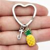 26 Letters Initial Pineapple Keychain Heart Keyring Pineapple Pendant Jewelry Fruit Charms Best Friends Keychain Gifts