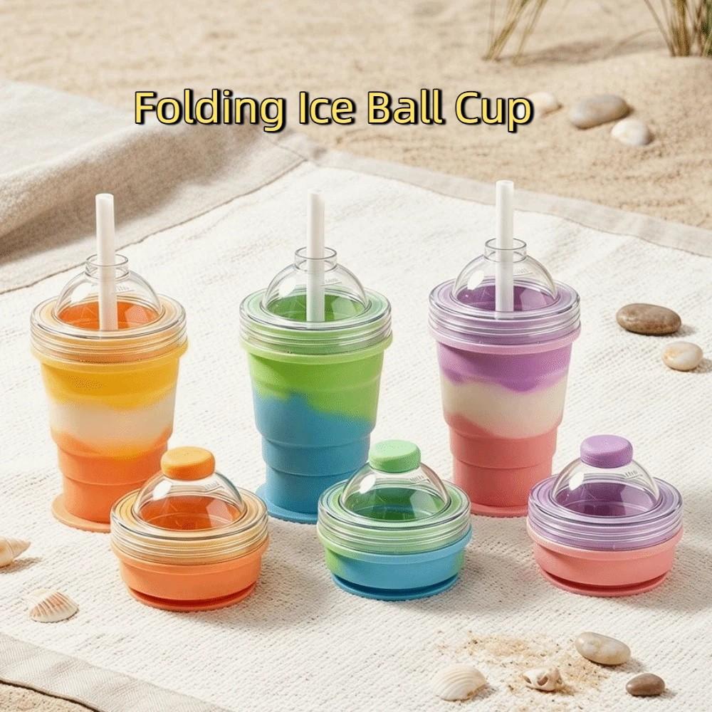 Silicone Foldable Ice Ball Cup Food Grade Collapsible Silicone Cup Portable Travel Tumbler  Office