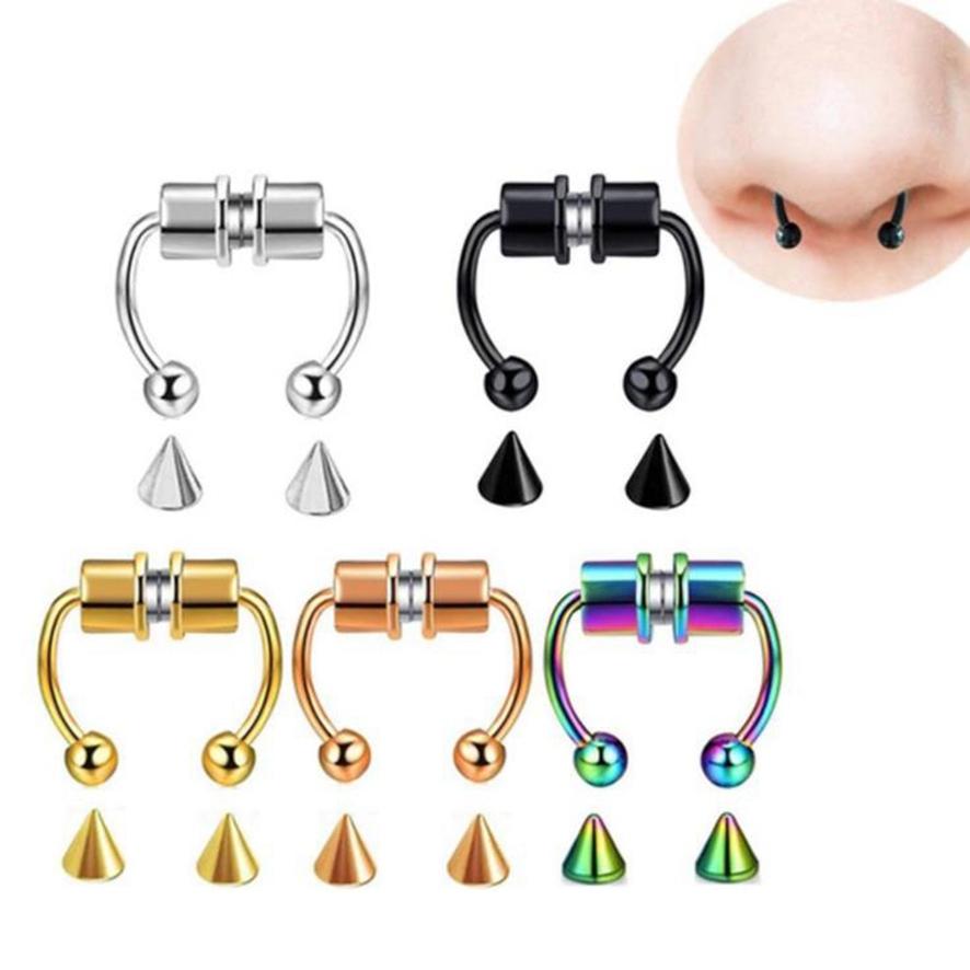 Magnetic False Nose Ring Horseshoe Ring Titanium Steel Artificial Nose Ring Non-perforated Nose Hoop Ring Piercing Jewelry