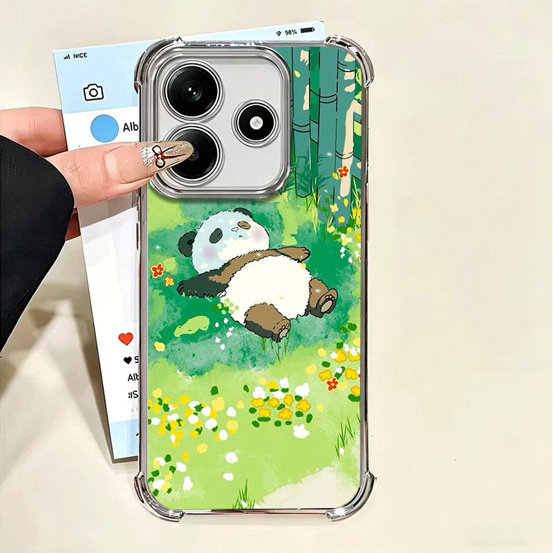 Милый Мультяшный Панда Покрытие Чехол Для Телефона Для Xiaomi Poco X5 X6 X7 X8 Pro Max F8 Ultra F7 M8 M7 M5S Redmi 15C 15 14C 13C 13 X3 12C F
