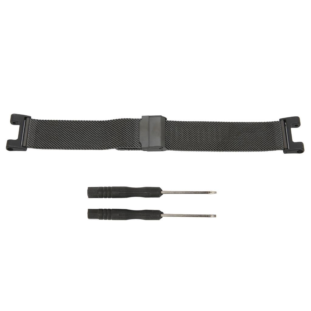 Metal Mesh Watch Band Smartwatch Wrist Strap Replacement Bracelet for Amazfit TRex Pro(Black )