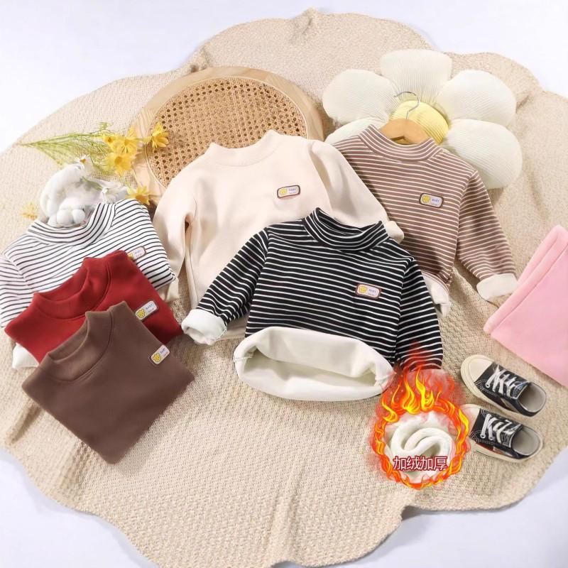 Kids Half-Turtleneck Fleece Lined Thermal Top Cartoon Warm Long Sleeve Base Layer Boys Girls