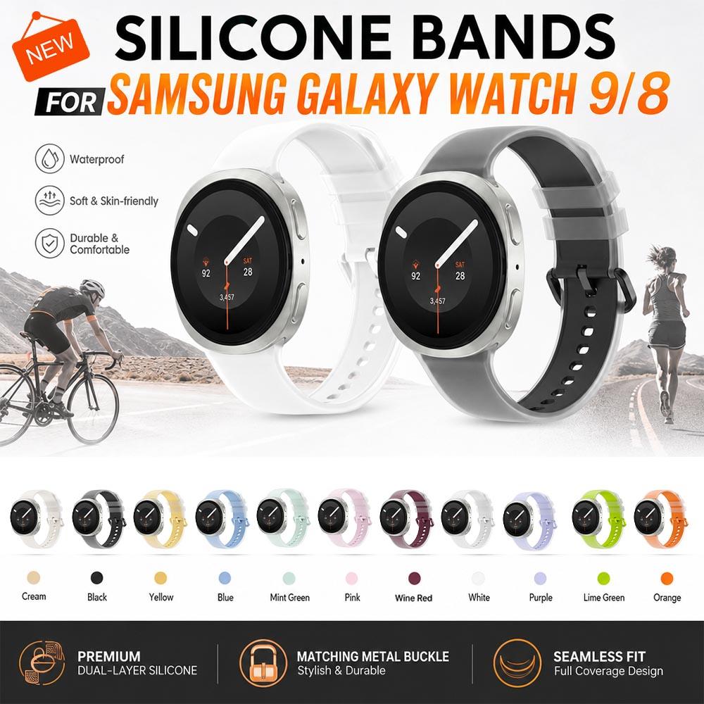 Оригинальный силиконовый ремешок для часов Samsung Galaxy Watch 9 40 мм/44 мм Ремешки для Samsung Galaxy Watch 8 Classic 40 мм 44 мм Браслет