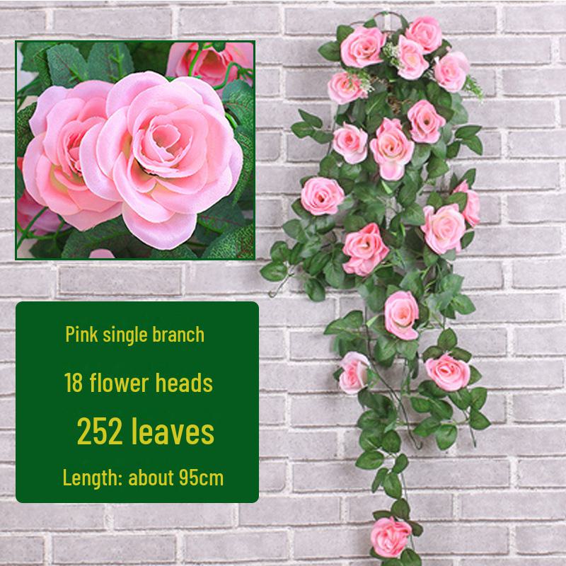 Искусственная розовая лоза, настенное украшение: Зеленое растение для декора гостиной, потолка или труб в помещении