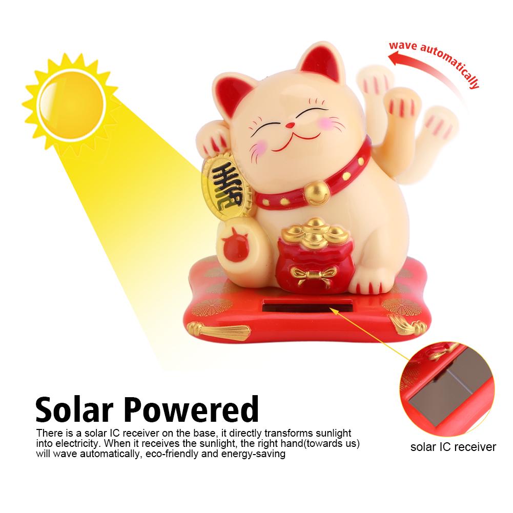 Solar Powered Wealth Attraction Cat Cute Wealthy Car Ornament, Creative Opening, Waving Cat Ornament Doll Machine, Eight Directions To Wealth