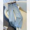 Women's Light Wide-Leg Jeans, Slimming Draped-Hem, Spring/Autumn 2025 Straight-Leg Pants.