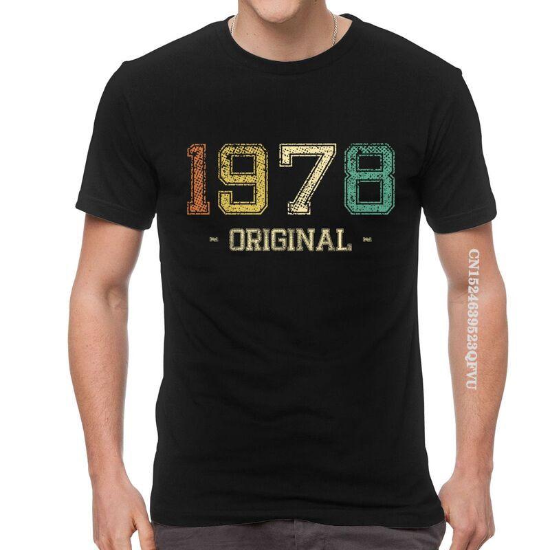 Винтажные Футболки 'Рожден в 1978' Мужские Прикольные Футболки Хлопок Оверсайз 43-й 43 Года День Рождения EMO Мужские Футболки Уникальные Футболки Топы