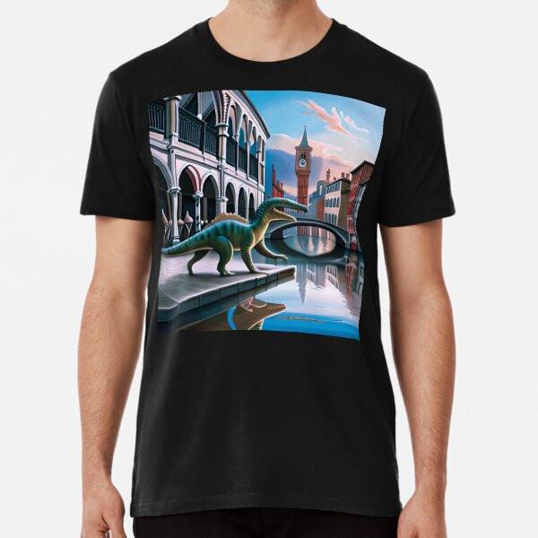 Blue Spinosaurus Walks Among the Canals of VT-Shirt S-5XL Best T-Shirt