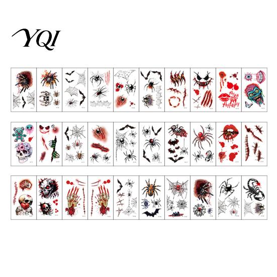 Party Masquerade Supplies 30Pcs Halloween Scar Tattoo Stickers, Realistic Fake Wound Decals for Disposable Horror Theme Props Face Body, Waterproof