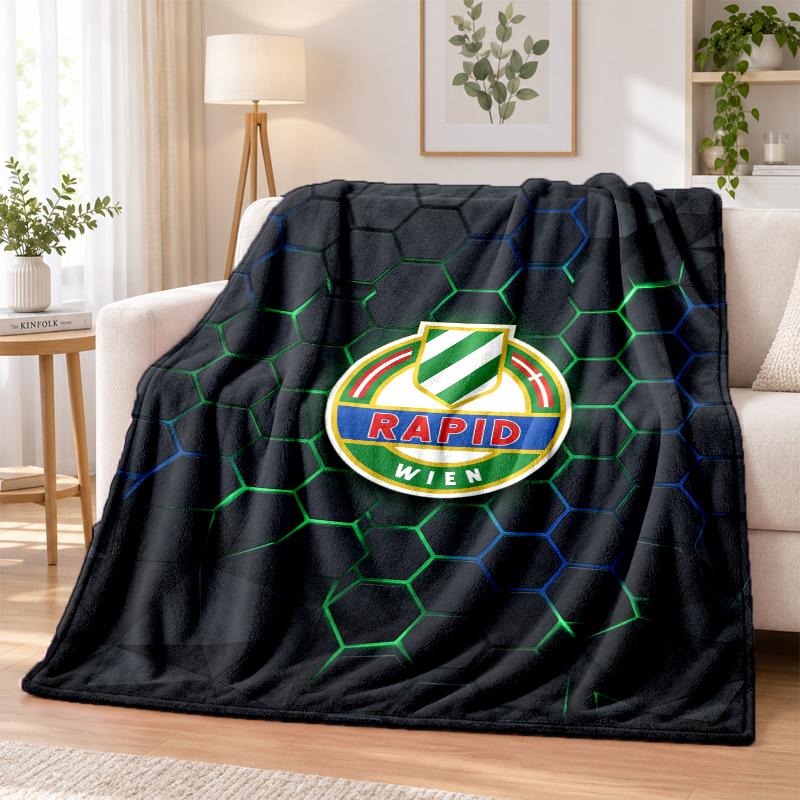 Rapid Wien FC Printed Flannel Blanket Warm Comfort Bed Throw For Indoor Home Decoration