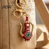 Sparkling RhinestonesKeychain Retro Teapot Keychain with Rhinestones, Ethnic Style Pitcher Key Decorative Pot Ring, Pendant for Handbags Backpacks Car
