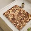 Floral Kitchen Drying Mat Table Rug Non-slip Drainer Pad Quick Dry Coffee Dish Mat Kitchen Draining Mat Home Tableware Placemat