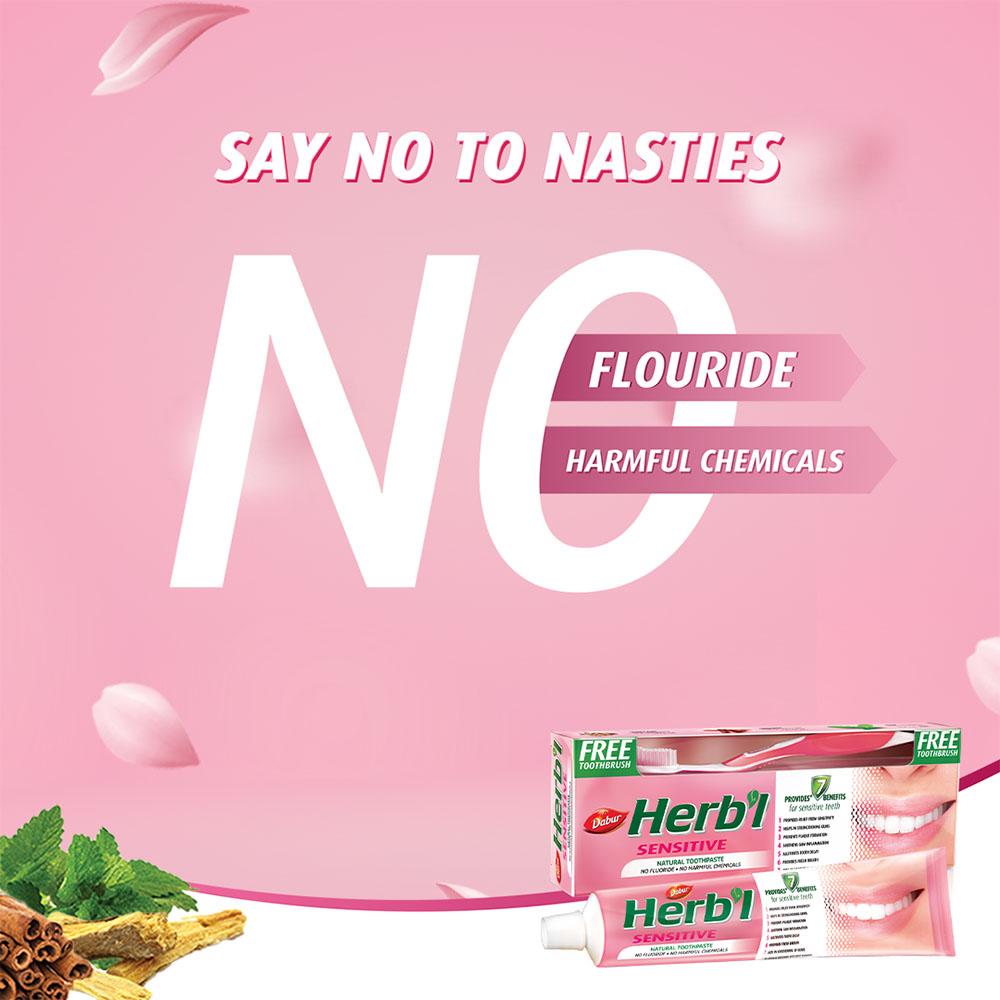 Sensitive Teeth Toothpaste 150g + FREE Toothbrush Dabur HERB'l