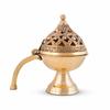 Brass Dhuna Loban Burner, Round Dhooni Dhoop Dani Incense Burner,Table-Top Brass Incense Holder for Loban, Elegant and Traditional Dhoop Dani