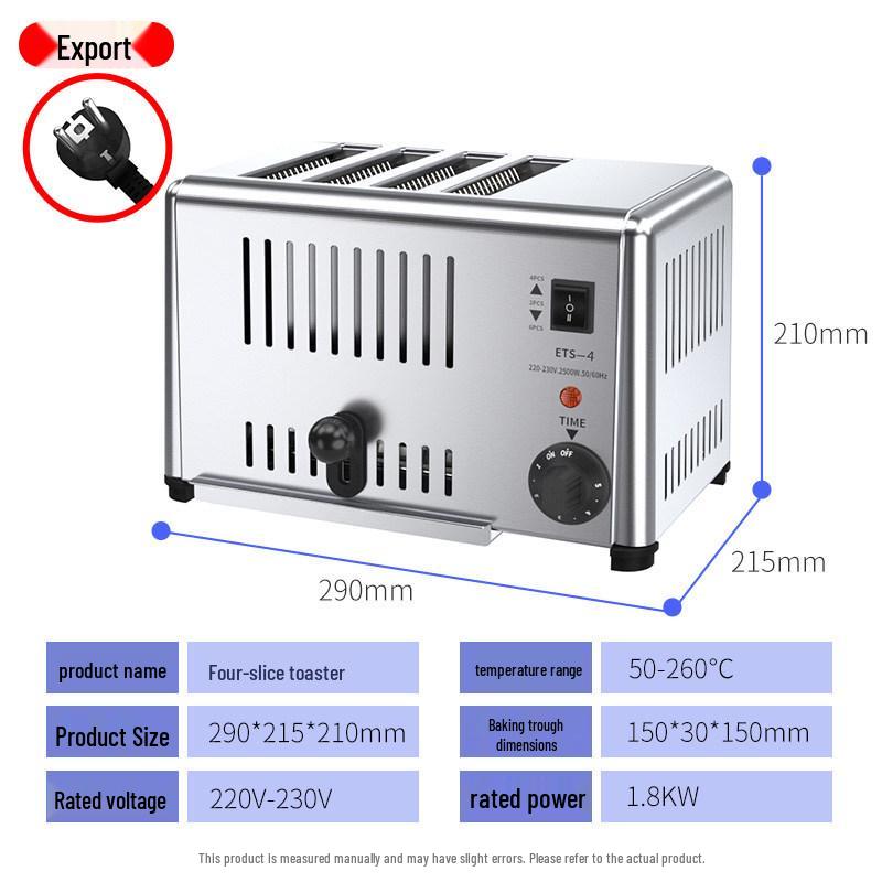 Naisiduo Commercial Toaster: 4- or 6-Slice with Bun and Meat Roasting Options