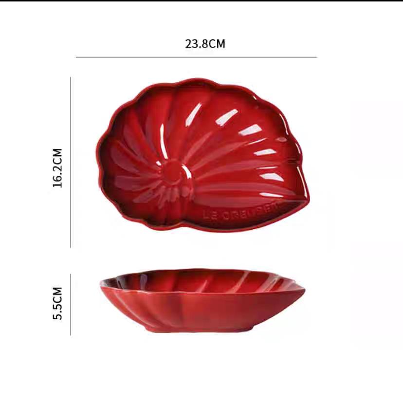 Десертная тарелка-ракушка Глубокая тарелка Милая Подглазурная роспись Однотонная керамическая тарелка Украшение для дома для послеобеденного чая Керамическая посуда Тарелки