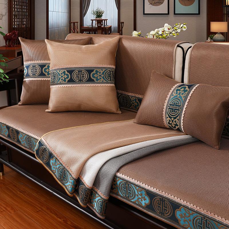 Летний нескользящий высококачественный комбинированный чехол для дивана из цельного дерева, чехол для сиденья из ледяного шелка, полотенце на спинку