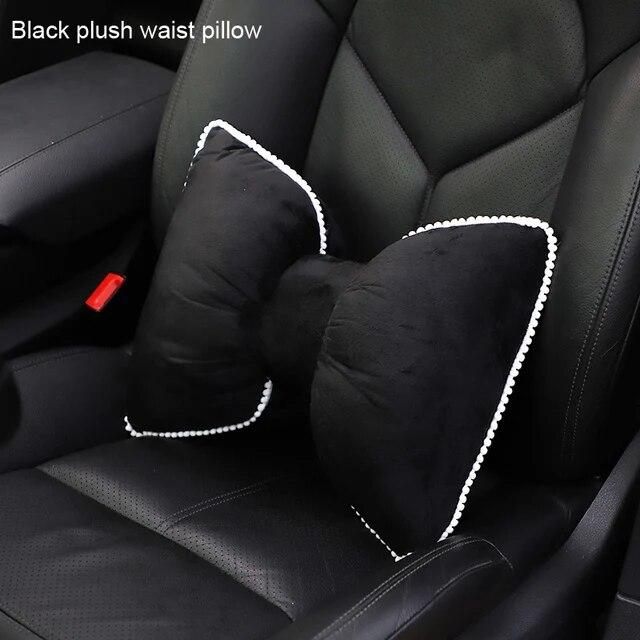 Милый цветок, мягкий плюш с бантом, подголовник автокресла, подушка для шеи, бархатная подушка для подголовника, подушки для талии, автомобильные аксессуары, интерьер